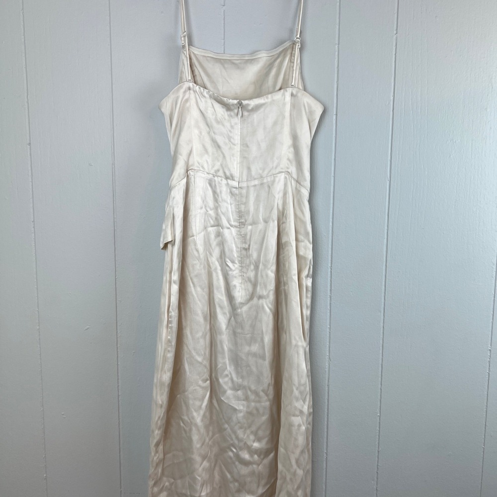 LPA Revolve Slip Midi Dress Champagne Satin‎ Wrap Tie Adjustable Straps Medium - Picture 9 of 10